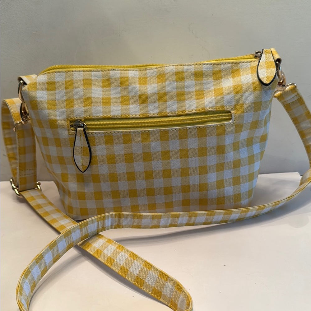 Sunny yellow and white checked bag crossbody  spring summer casual pretty bag